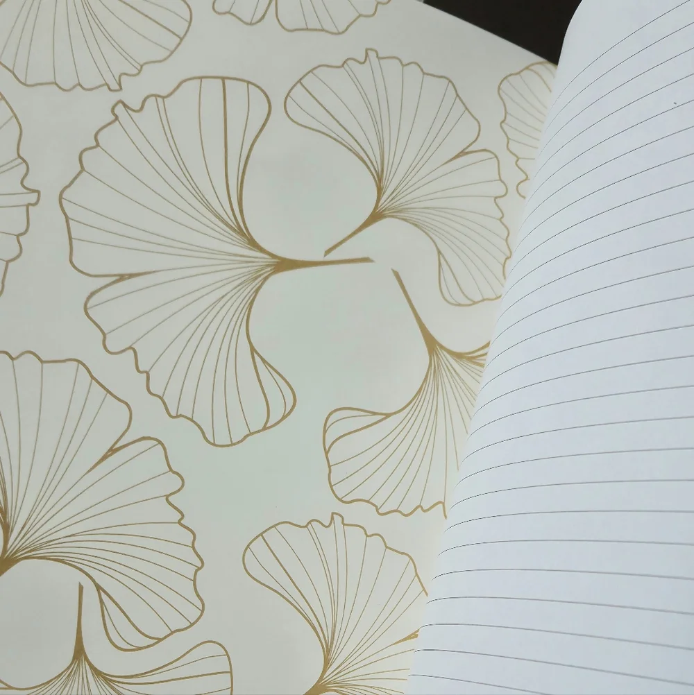 Papyrus Stiched Lined Large Journal  Notebook Gingko Gold
